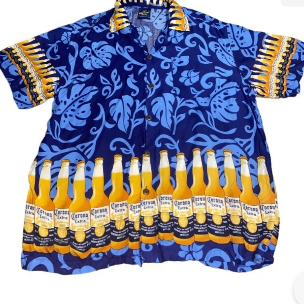 NWT Mens Corona Extra Hawaiian Button Up Shirt Size Large